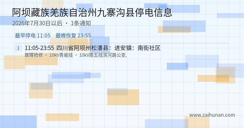 阿坝藏族羌族自治州九寨沟县停电通知