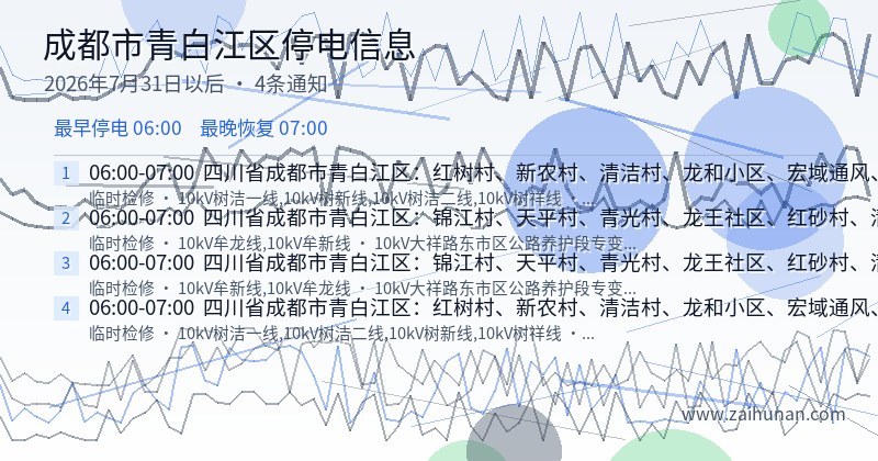 成都市青白江区停电通知