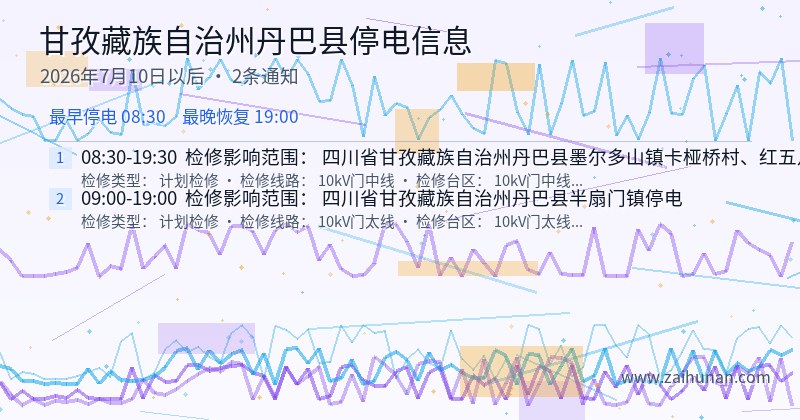 甘孜藏族自治州丹巴县停电通知