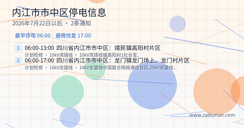 内江市市中区停电通知