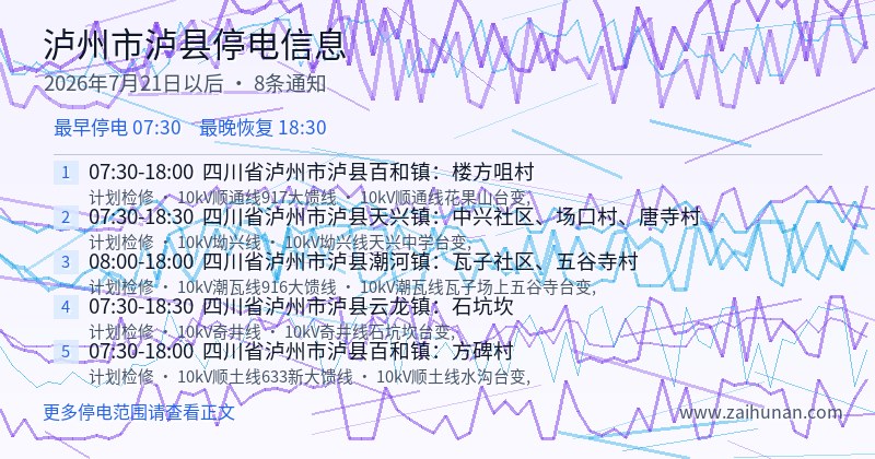 泸州市泸县停电通知