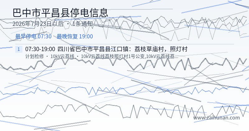 巴中市平昌县停电通知