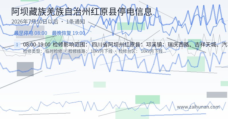 阿坝藏族羌族自治州红原县停电通知