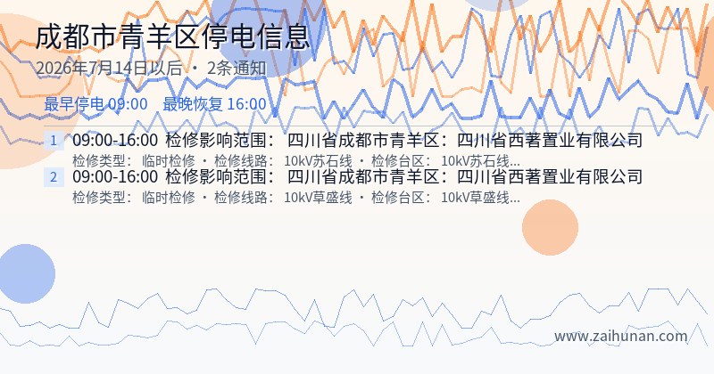 成都市青羊区停电通知