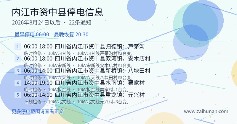 内江市资中县停电通知