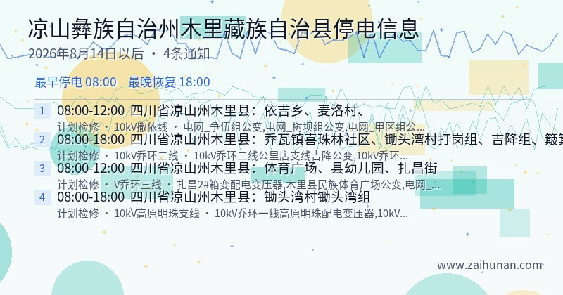 凉山彝族自治州木里藏族自治县停电通知