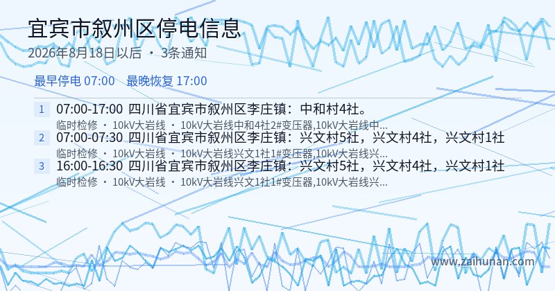 宜宾市叙州区停电通知