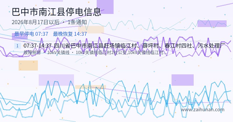 巴中市南江县停电通知