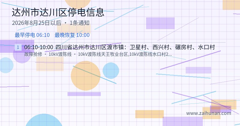 达州市达川区停电通知