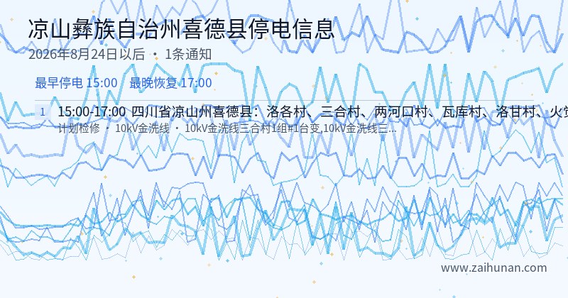 凉山彝族自治州喜德县停电通知