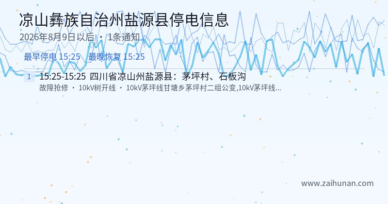 凉山彝族自治州盐源县停电通知