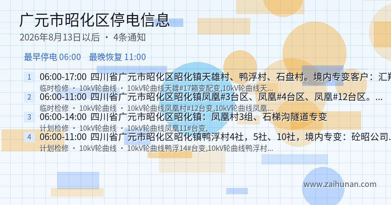 广元市昭化区停电通知