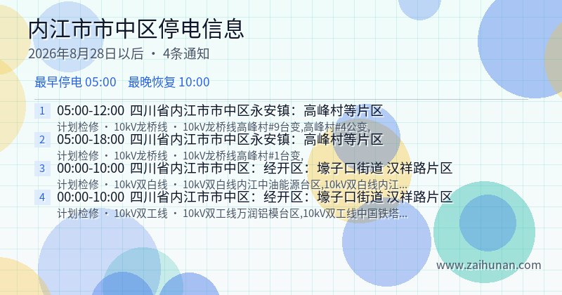 内江市市中区停电通知