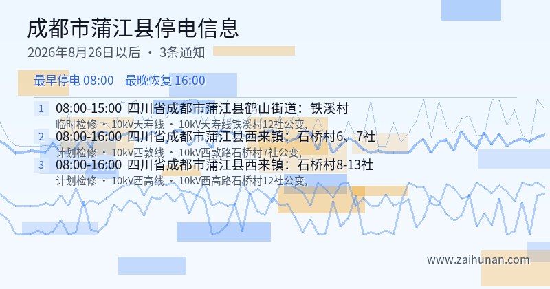 成都市蒲江县停电通知