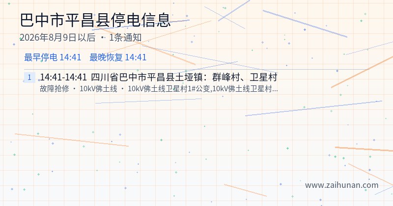 巴中市平昌县停电通知