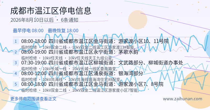 成都市温江区停电通知
