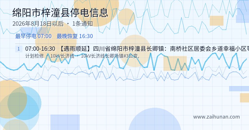 绵阳市梓潼县停电通知