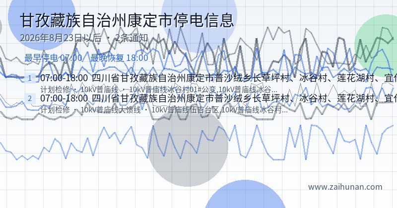 甘孜藏族自治州康定市停电通知