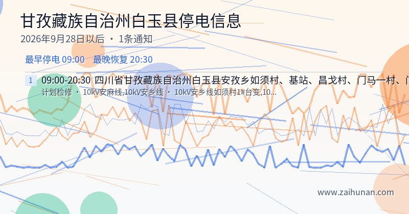 甘孜藏族自治州白玉县停电通知