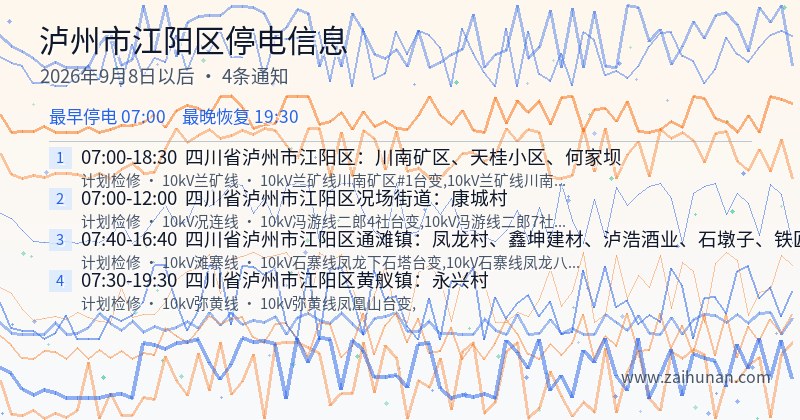 泸州市江阳区停电通知