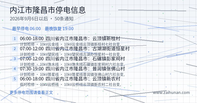 内江市隆昌市停电通知