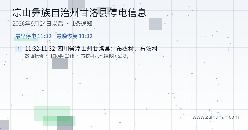 凉山彝族自治州甘洛县停电通知