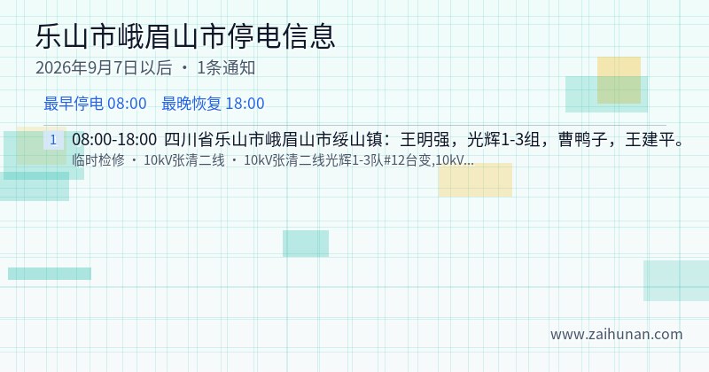 乐山市峨眉山市停电通知