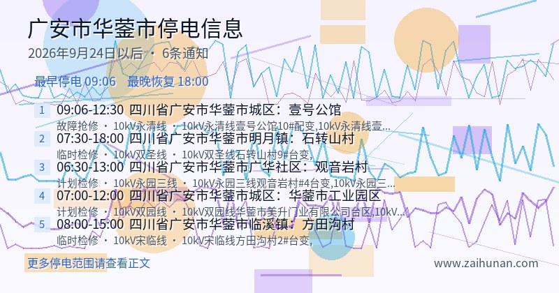 广安市华蓥市停电通知
