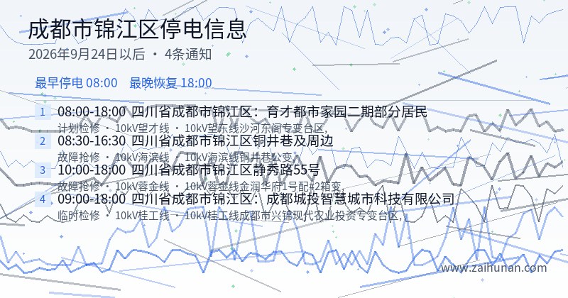 成都市锦江区停电通知