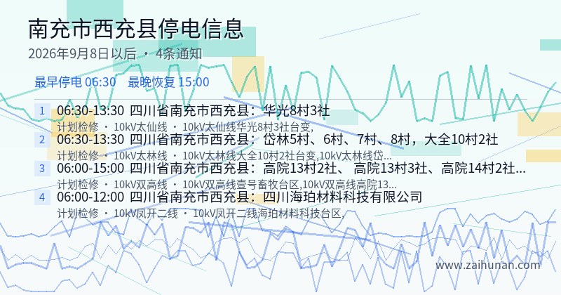 南充市西充县停电通知