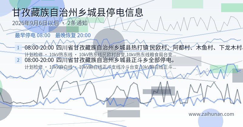 甘孜藏族自治州乡城县停电通知