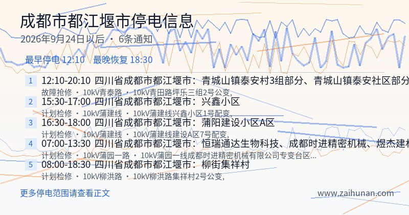 成都市都江堰市停电通知
