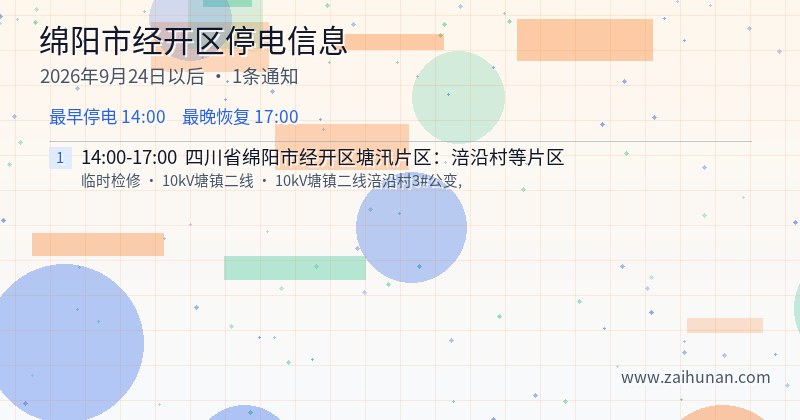 绵阳市经开区停电通知