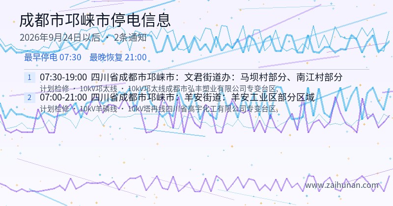 成都市邛崃市停电通知