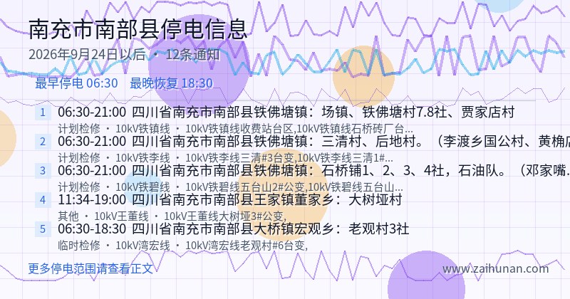 南充市南部县停电通知