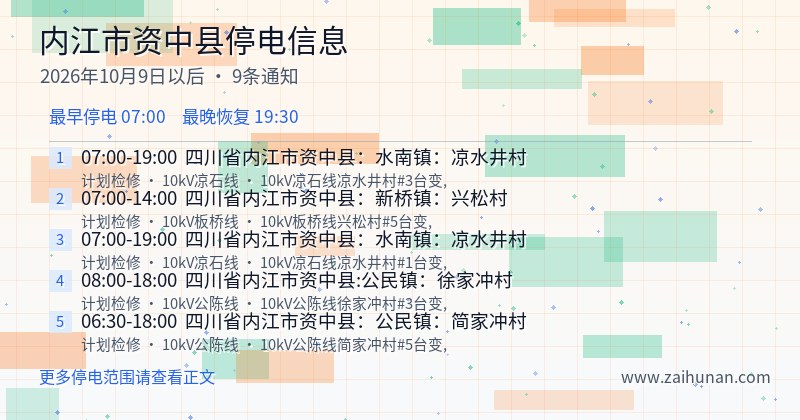 内江市资中县停电通知