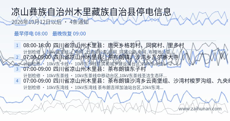 凉山彝族自治州木里藏族自治县停电通知