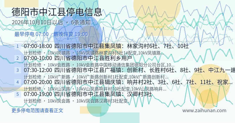 德阳市中江县停电通知