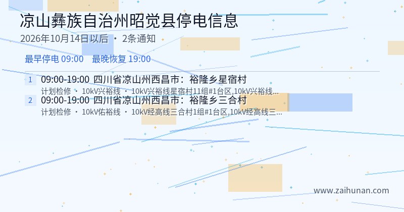 凉山彝族自治州昭觉县停电通知