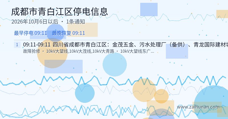 成都市青白江区停电通知