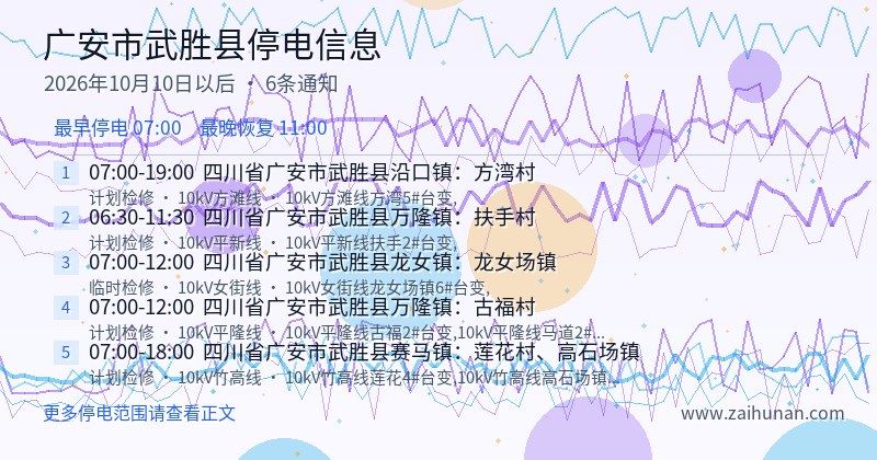 广安市武胜县停电通知