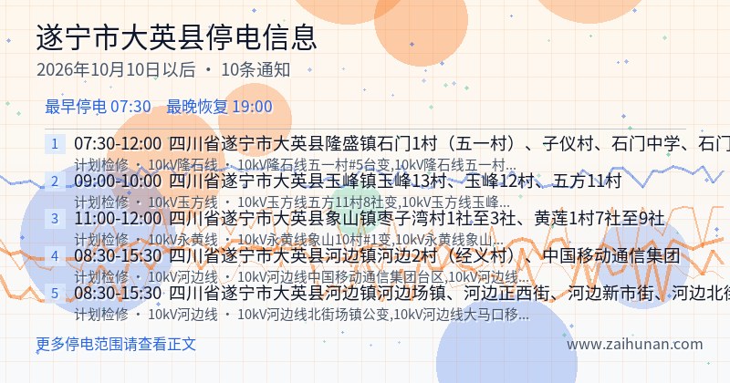 遂宁市大英县停电通知