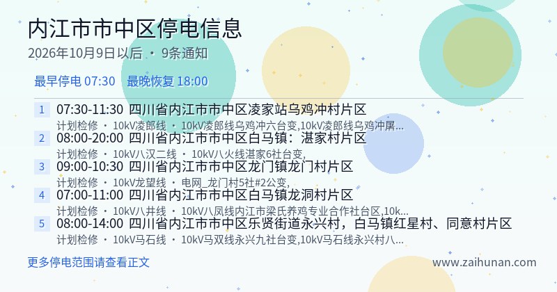 内江市市中区停电通知
