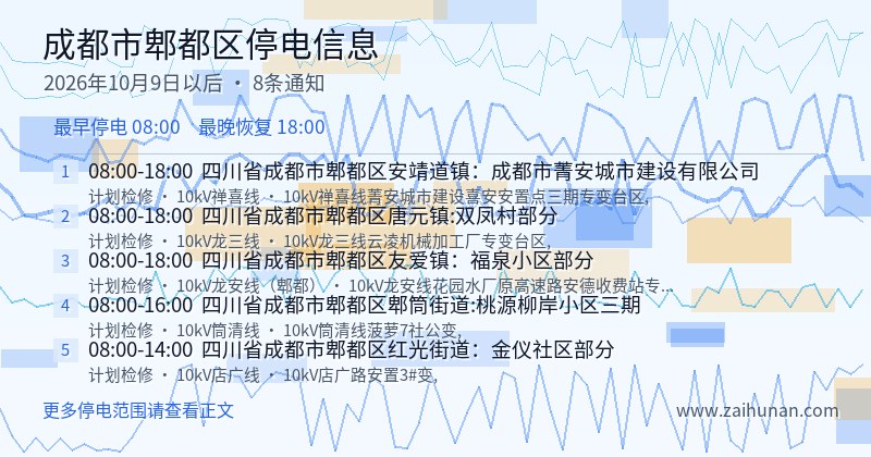成都市郫都区停电通知