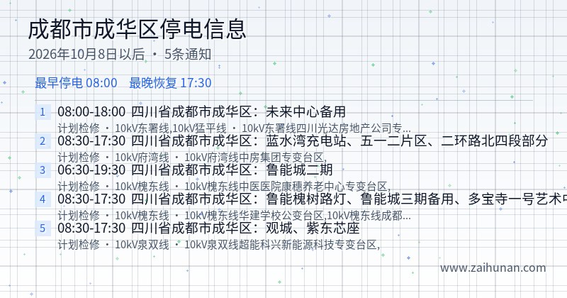 成都市成华区停电通知