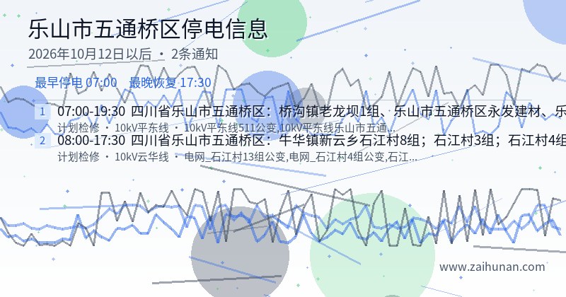 乐山市五通桥区停电通知