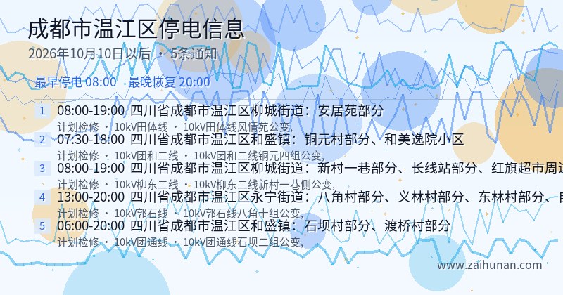 成都市温江区停电通知