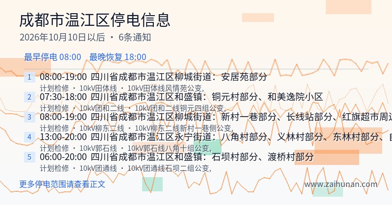 成都市温江区停电通知