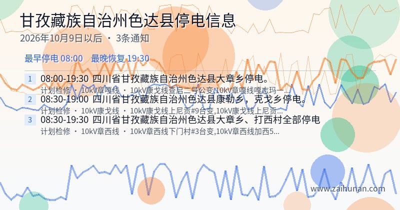 甘孜藏族自治州色达县停电通知