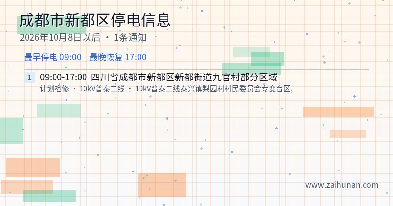 成都市新都区停电通知